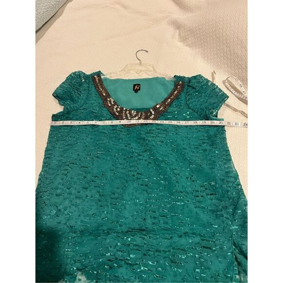 Anthropologie Sachin + Babi Car-canet Top beautiful teal with sequin detail neck - Picture 11 of 12